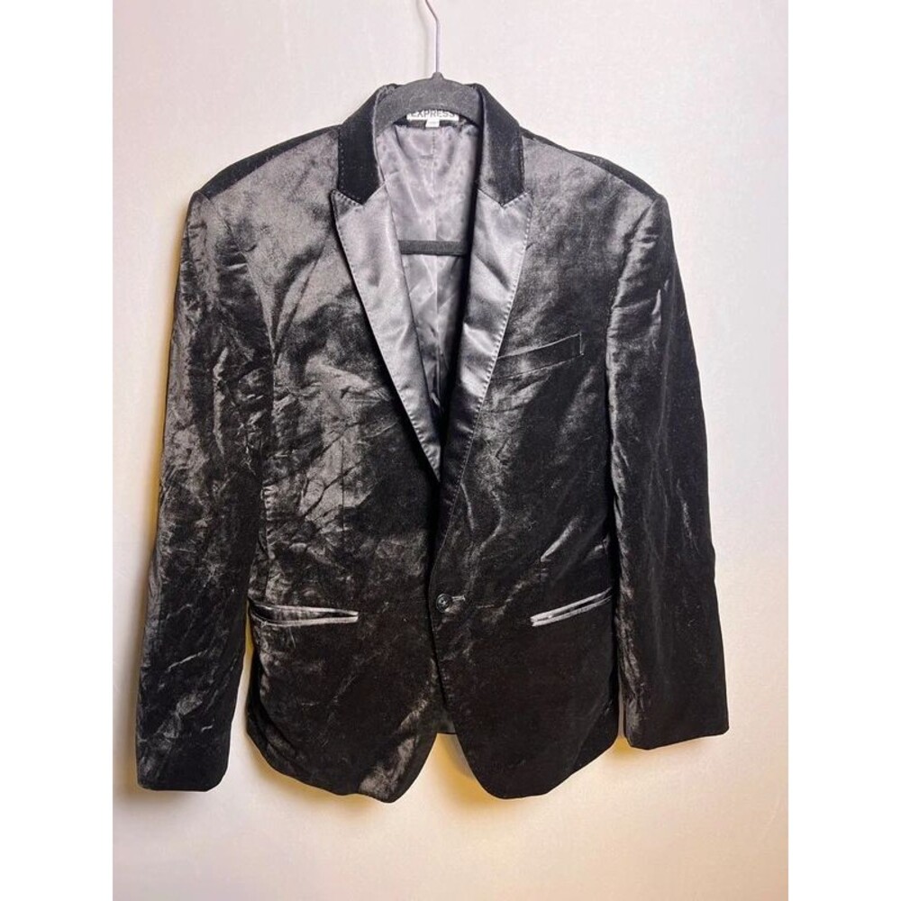 Express Photographer Men's 36S Black Velvet Feel Blazer Cotton Rayon Sport Coat